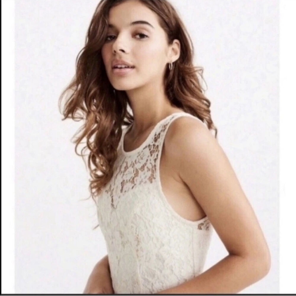 ABERCROMBIE & FITCH Lace Sweetheart Sleeveless Mini-Dress, Color Ivory Size XS - Picture 3 of 16